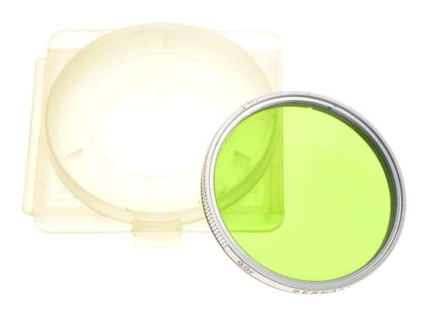 LEICA rangefinder camera lens filter 42mm GGr. Green chrome rim large rare cased
