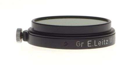 LEICA rangefinder camera lens filter Gr. E. Leitz black rim Green filter in case