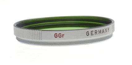 LEICA rangefinder camera lens filter Cased GGr. Leitz chrome clean green filter