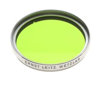LEICA rangefinder camera lens filter Cased GGr. Leitz chrome clean green filter