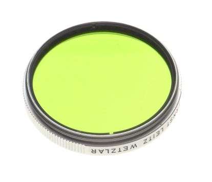 LEICA rangefinder camera lens filter Cased GGr. Leitz chrome clean green filter
