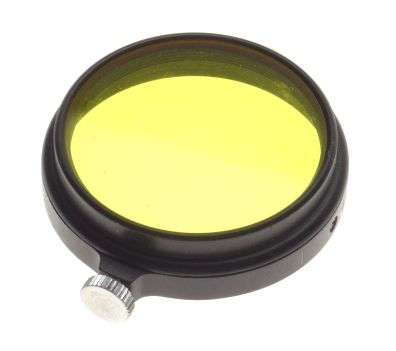 LEICA rangefinder camera lens filter yellow 1 used black frame snap on gelb hell