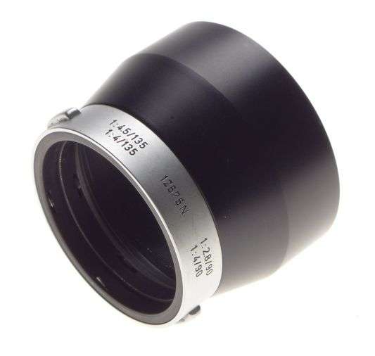 Leica chrome 4.5/135mm camera lens hood 4/90mm shade 12575 N used 2.8/90mm Elmar