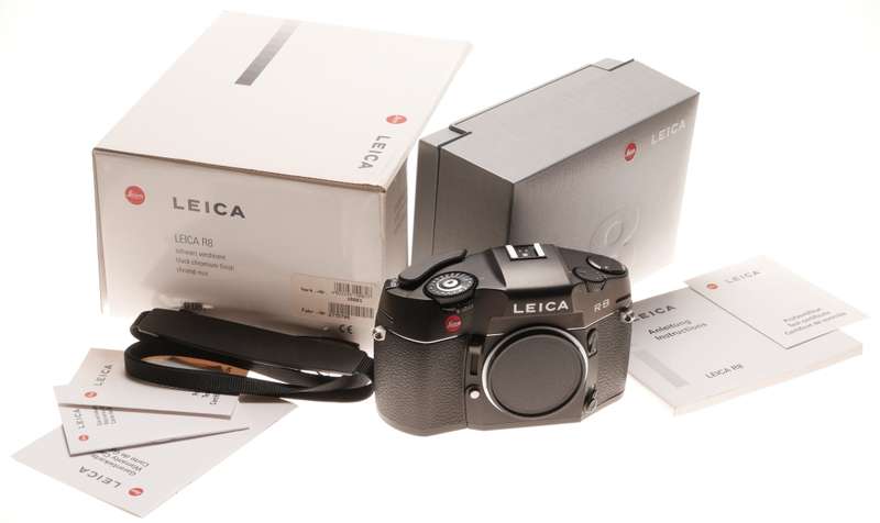 Leica R8 film 35mm SLR camera body GERMANY Leitz Balck Cap Box Papers strap kit