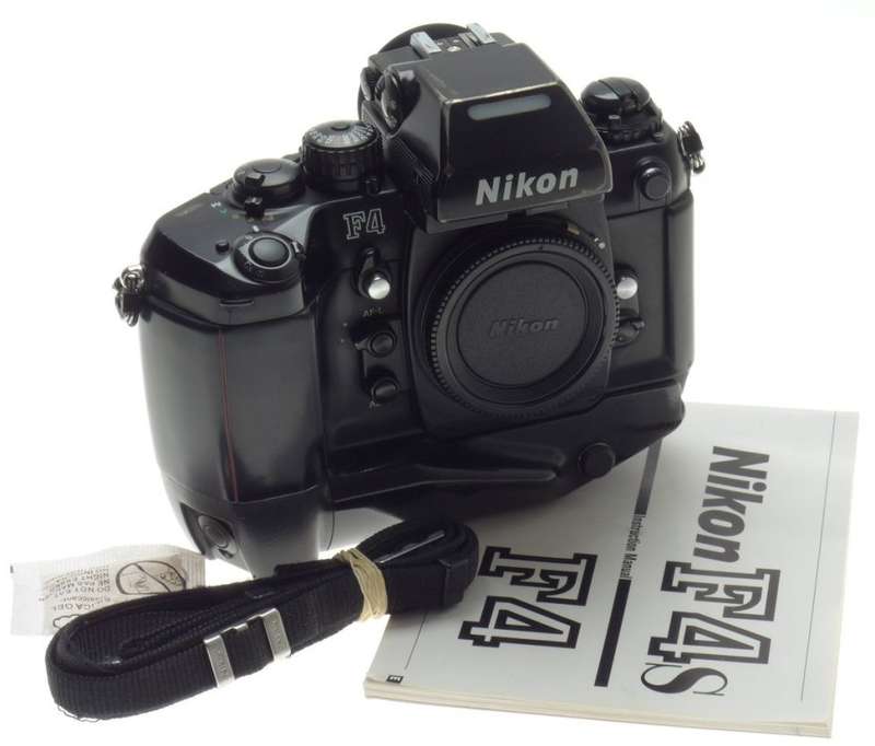 F4 s NIKON SLR 35mm FILM CAMERA BODY DP 20 PRISM FINDER BATTERY GRIP USED MANUAL