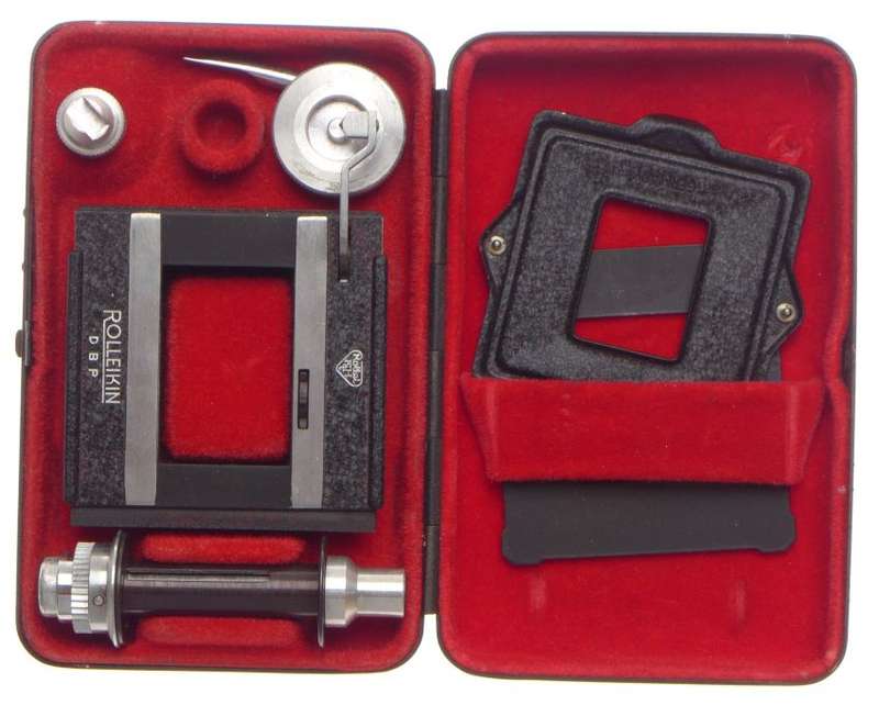 Rollei Rolleikin conversion kit converts medium format to 35mm small image cased
