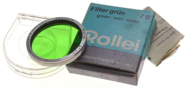 Rolleiflex ROLLEI GRUN Green TLE lens filter boxed papers RII exellent condition
