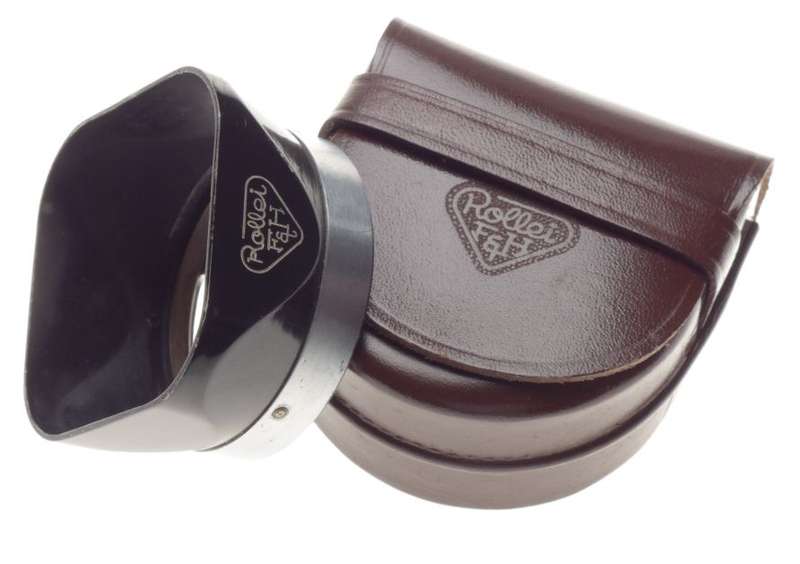 Rolleiflex TLR lens hood shade original black retro in leather small brown case
