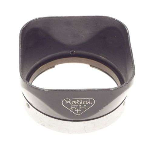 Rolleiflex TLR lens hood shade original black retro in leather small brown case