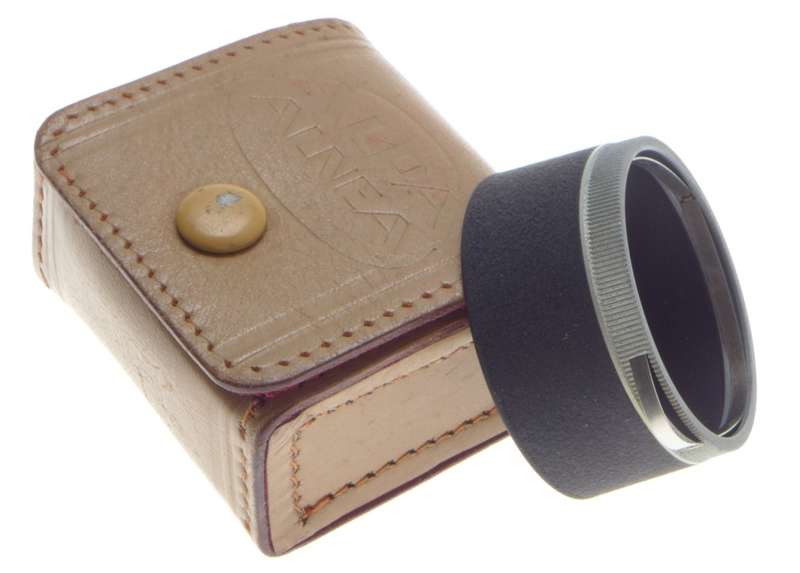 ALPA SNAP ON CAMERA LENS HOOD SHADE BLACK IN ORIGINAL LEATHER CASE EXCELLENT