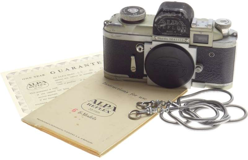 MODEL 6b ALPA REFLEX 35mm VINTAGE FILM CAMERA SLR MANUAL PAPERS CAP USED BODY 6B
