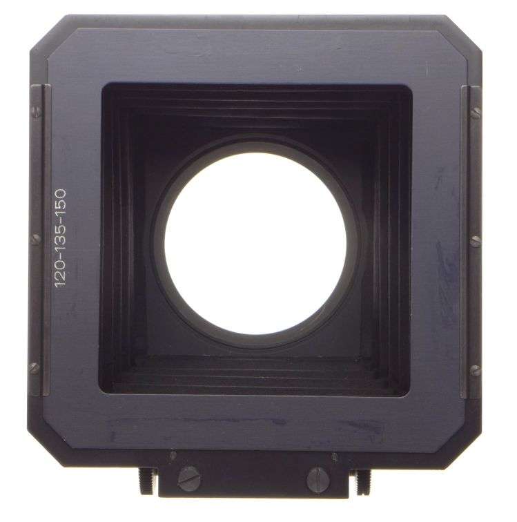 Lens hood Hasselblad bellows front lens attachment shade on rail with masks used