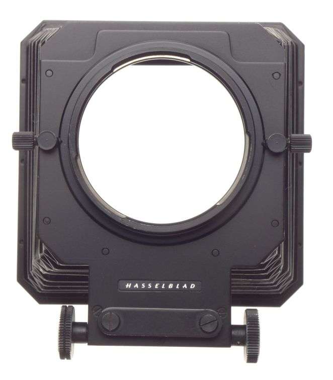Lens hood Hasselblad bellows front lens attachment shade on rail with masks used