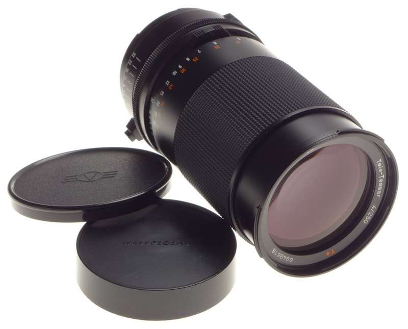 Boxed Hasselblad 2000 FC lens Tele-Tessar 1:4/250mm f=250mm t* Zeiss caps MINT-