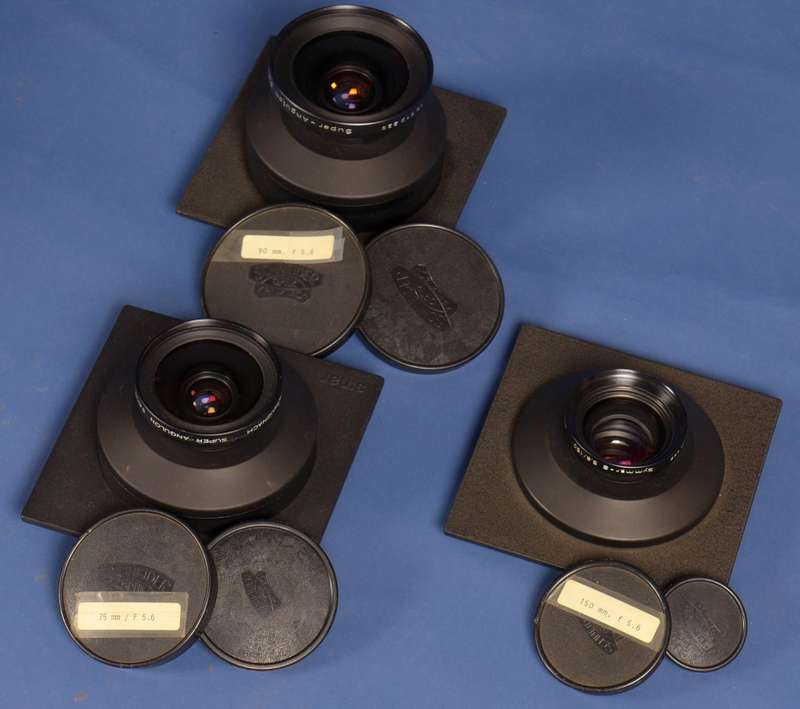 SINAR P2 Chrome set 3 Schneider lenses wide angle belows large format camera kit
