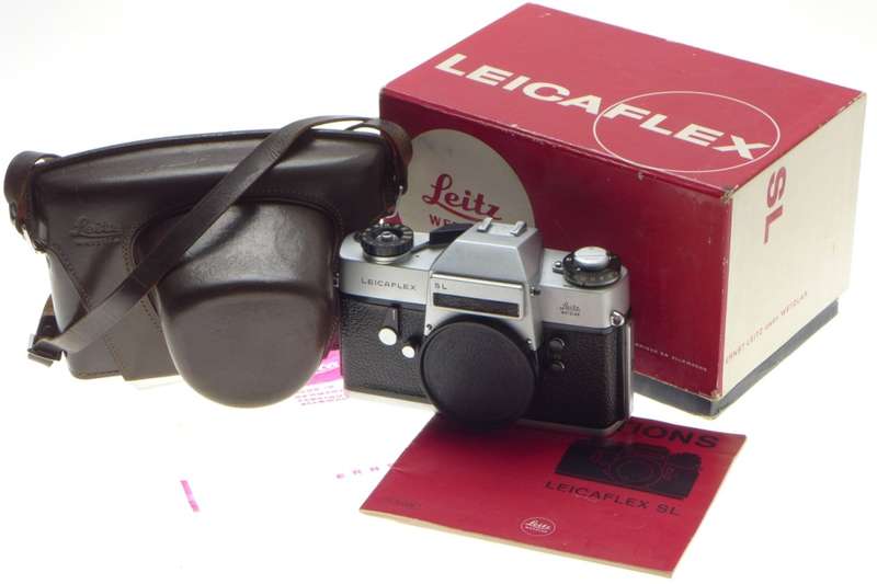 BEAUTIFUL LEICAFLEX CHROME SL 35mm VINTAGE CAMERA INSTRUCTION MANUAL CASE BOXED