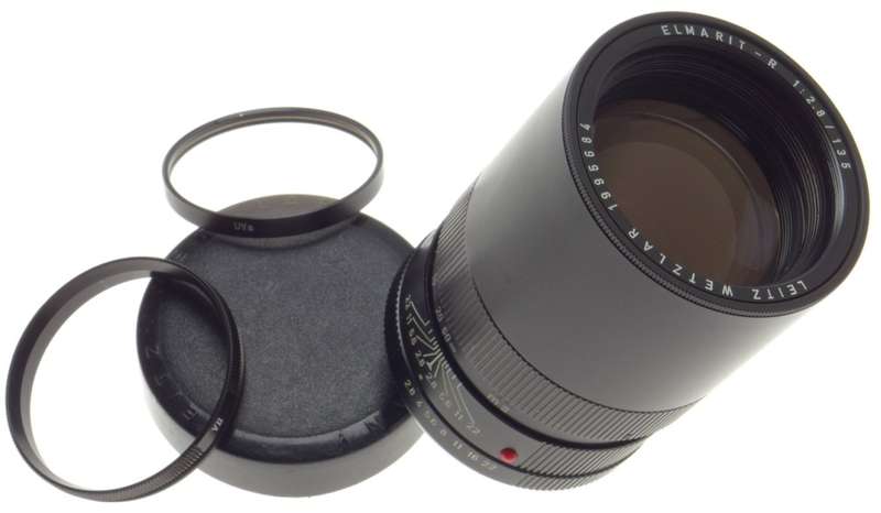 ELMARIT-R 1:2.8/135mm LEICA SLR 35mm FILM CAMERA LENS f=135mm 2 CAM UVa FILTER