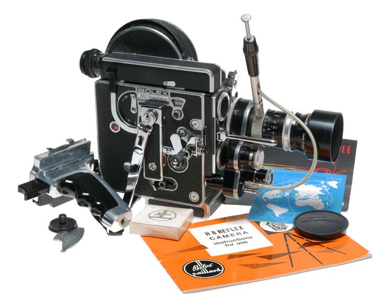 Bolex H8RX Reflex 8mm vintage film movie camera Switar Zoom lens grip set