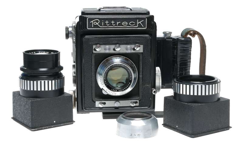 Rittreck 6x9 vintage film camera Luminon 3.5 f=10.5cm and 4.5/18cm lenses