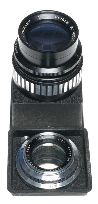 Rittreck 6x9 vintage film camera Luminon 3.5 f=10.5cm and 4.5/18cm lenses