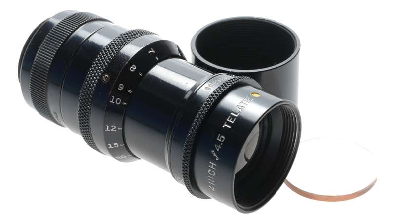TELATE f4.5 C-Mount 4 inch B H Co. black paint Yellow dot lens 4.5/100mm