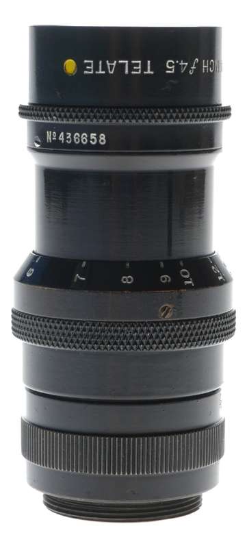 TELATE f4.5 C-Mount 4 inch B H Co. black paint Yellow dot lens 4.5/100mm