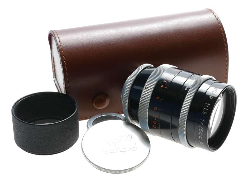 Switar 1:1.9 f=75mm AR Bolex H16 RX film camera lens 1.9/75 mm caps hood