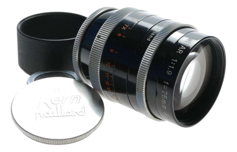 Switar 1:1.9 f=75mm AR Bolex H16 RX film camera lens 1.9/75 mm caps hood