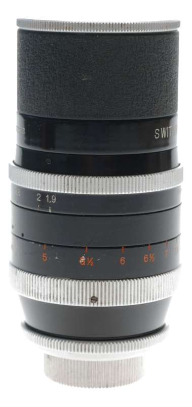 Switar 1:1.9 f=75mm AR Bolex H16 RX film camera lens 1.9/75 mm caps hood