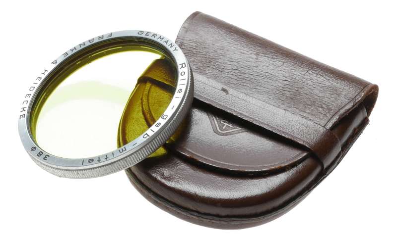 Rolleiflex Gelb-Mittel 38 Rollei Yellow filter Large diameter with pouch