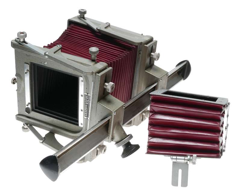 Graphic View monorail field camera body red bellows hood vintage used