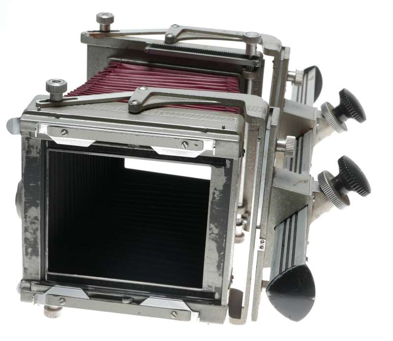 Graphic View monorail field camera body red bellows hood vintage used