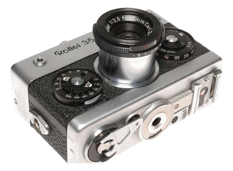 Rollei 35 Zeiss Tessar 1:3.5 f=40mm film camera Germany pouch strap filter