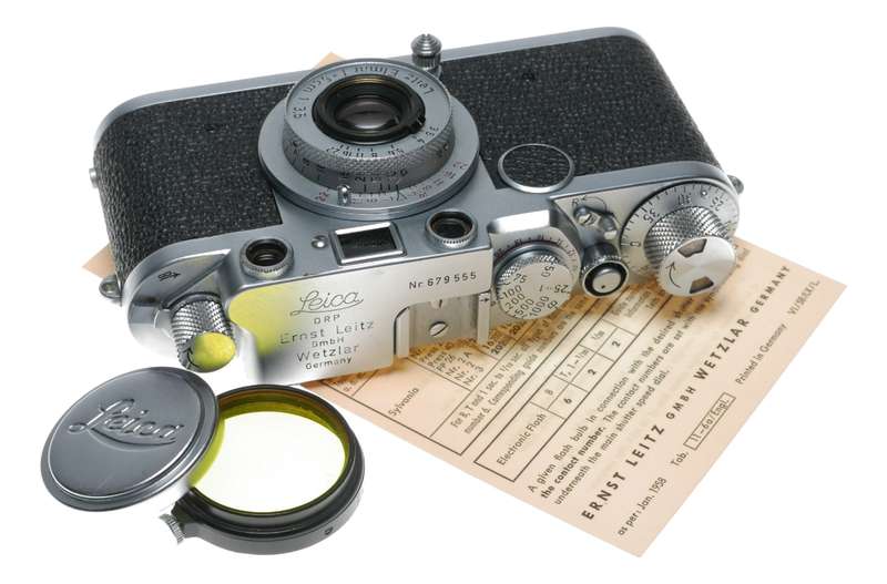 Leica IIf Vintage film camera Elmar 3.5/50 mm Collapsible red scale lens