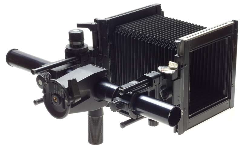 Black 4x5 SINAR F Large format camera black body polaroid back film insert clean