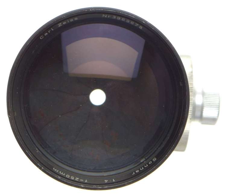 ZEISS IKON SLR 35mm FILM CAMERA LENS CONTAREX BLACK SONNAR 1:4 f=250mm LENS CAP