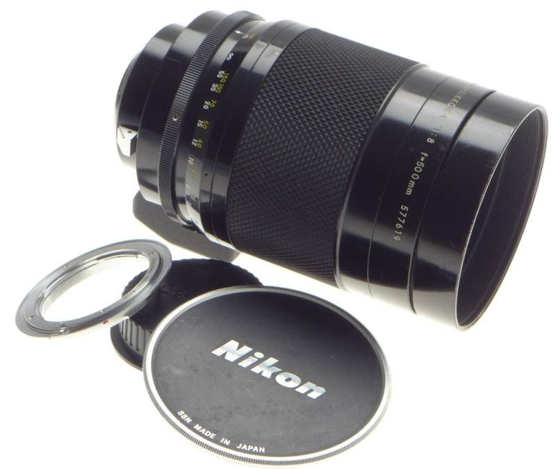 USED NIKON REFLEX-NIKKOR C 1:8 f=500mm MIRROR AI CAMERA LENS SLR 35mm HOOD CAPS