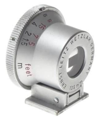 135mm HOT SHOE VIEW FINDER SHOOC BRIGHT LINE 13.5cm SILVER CHROME LEATHER CASE
