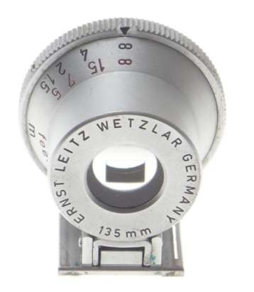 135mm HOT SHOE VIEW FINDER SHOOC BRIGHT LINE 13.5cm SILVER CHROME LEATHER CASE
