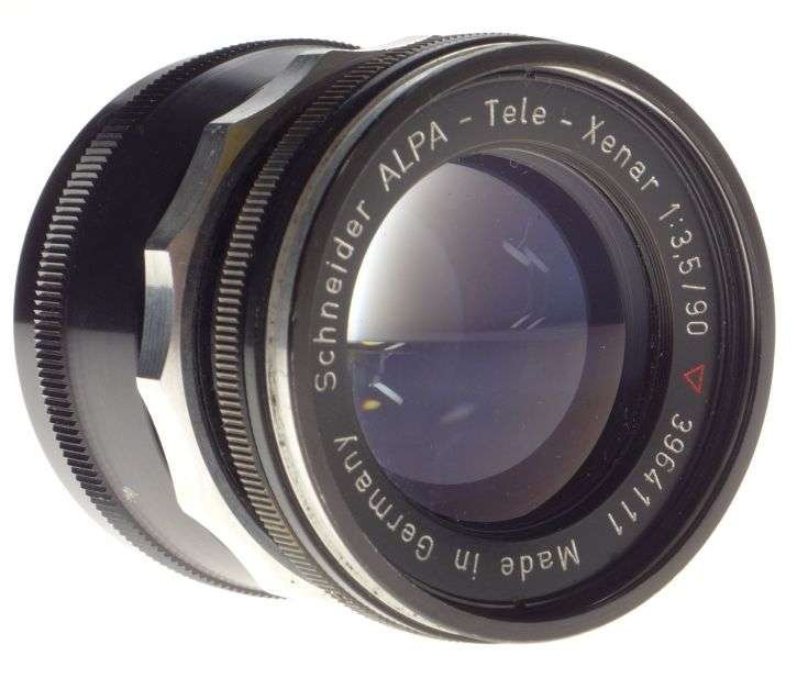 ALPA Schneider Tele-Xenar 1:3.5/90 prime SLR lens f=90mm cap ALNEA extensan tube