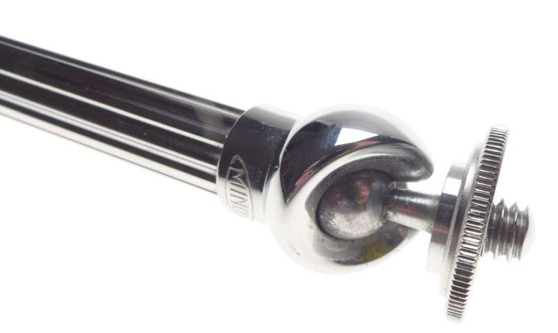 MINOX camera tripod chrome compact with release cable and leather case ball head