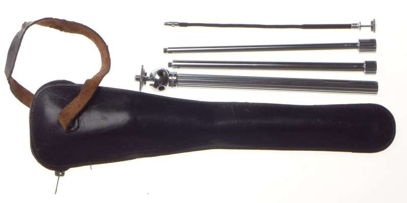 MINOX camera tripod chrome compact with release cable and leather case ball head