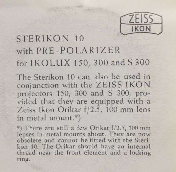 ZEISS IKON Sterikon 10 stereo projection lens st 14106 boxed MINT vintage lens