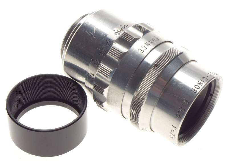 Som Berthiot Tele-Cinor 3.5 f=75mm chrome C-mount vintage lens bolex beaulieux