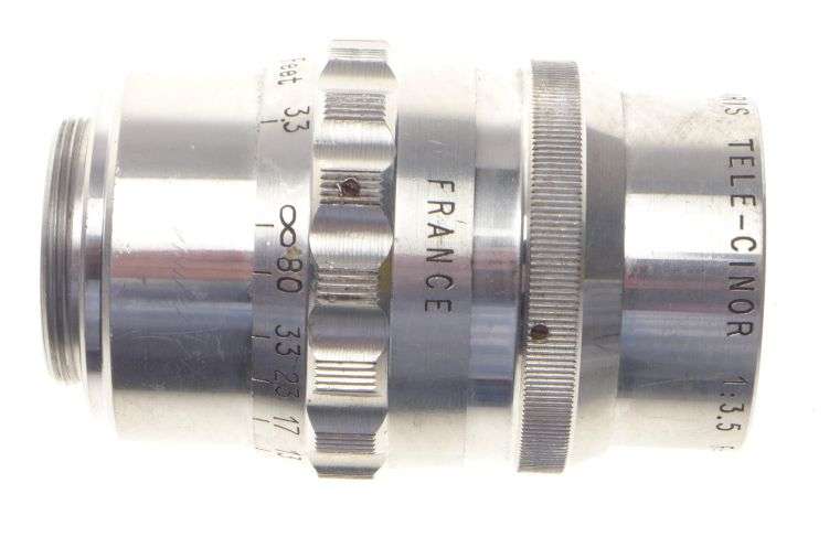 Som Berthiot Tele-Cinor 3.5 f=75mm chrome C-mount vintage lens bolex beaulieux