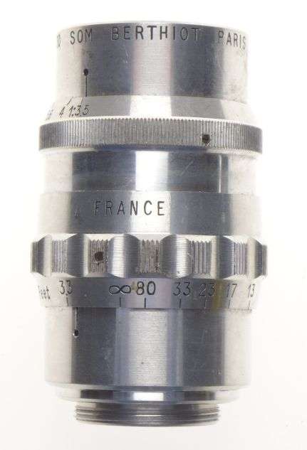Som Berthiot Tele-Cinor 3.5 f=75mm chrome C-mount vintage lens bolex beaulieux