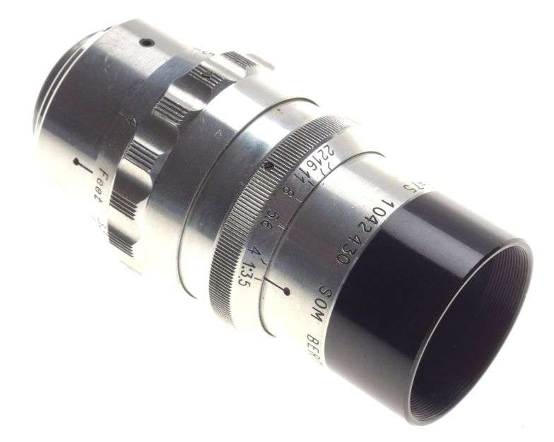 Som Berthiot Tele-Cinor 3.5 f=75mm chrome C-mount vintage lens bolex beaulieux