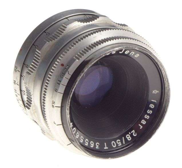 Carl Zeiss Jena Tessar 2.8 f=50mm T Exakta bayonet mount chrome 2.8/50mm pre set
