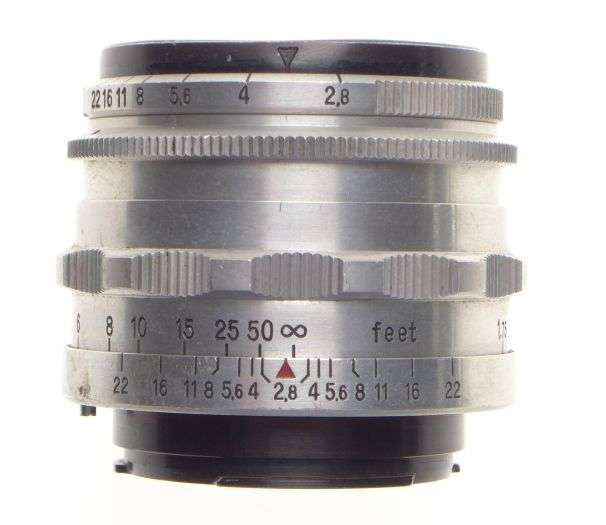 Carl Zeiss Jena Tessar 2.8 f=50mm T Exakta bayonet mount chrome 2.8/50mm pre set