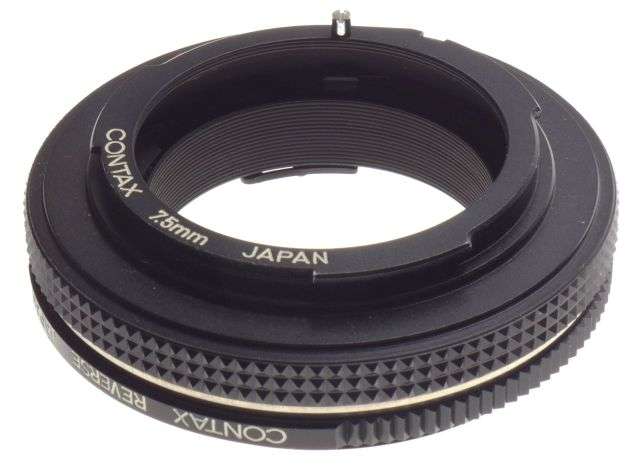 Zeiss Contax Reverse 7.5mm black ring lens adapter Mint condition for SLR camera